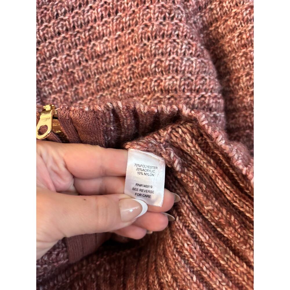 Joie Women’s Chunky Knit Sweater Cardigan Zip Up Pink Collared 2 Side Zipper S - Picture 4 of 7